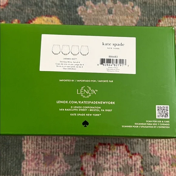 NEW Kate Spade Larabee Dot Stemless Wine Glass Set (4) - Picture 3 of 6